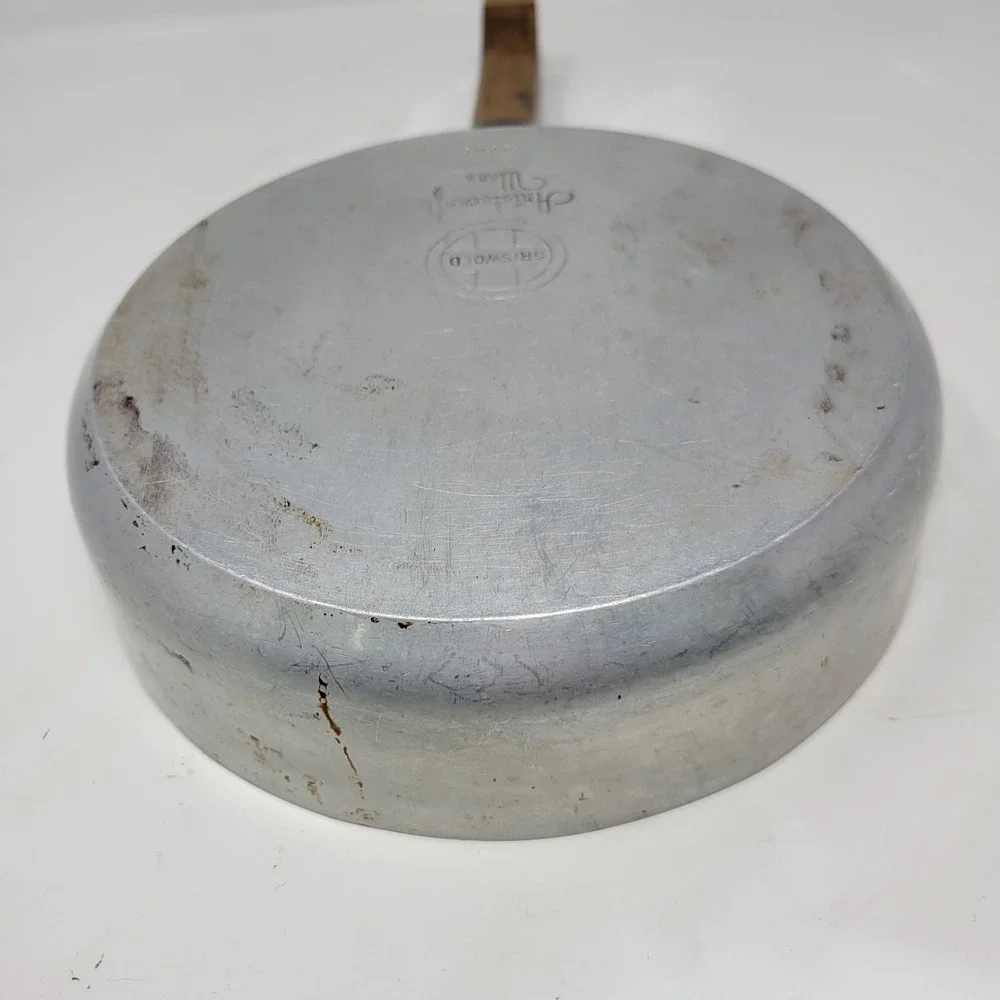 Griswold Aristocraft Ware A1206 Cast Aluminum‎ Skillet Wood Handle Vintage MCM